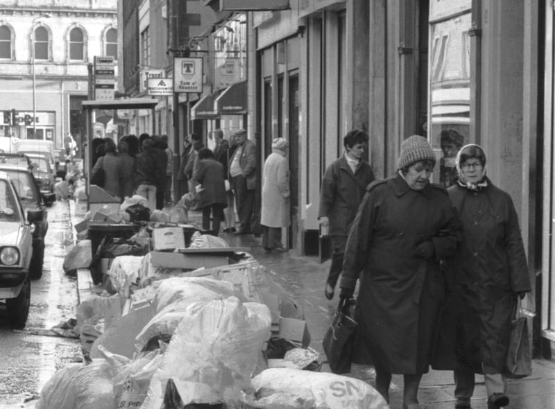 Edinburgh locals were faced with rubbish piling up on Leith Walk during the binmen's strike in November 1987.
