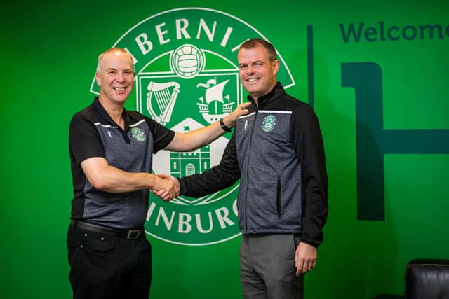 Graeme Mathie, right, after being named sporting director in 2019 ahead of head of football operations George Craig's retirement. Picture: SNS