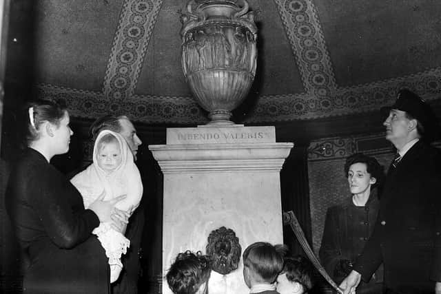 People within the interior of St Bernard's Well. 1950s.