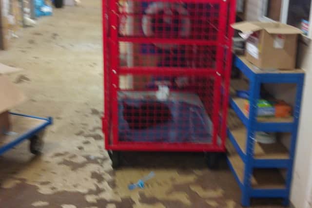 Dexter was kept in a makeshift cage in an oil rig store room.