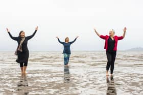 Nerea Bello, Julia Taudevin and Mairi Morrison are ill involved in the Fringe show Move, which is being staged on Silverknowes Beach this week. Picture: Lisa Ferguson