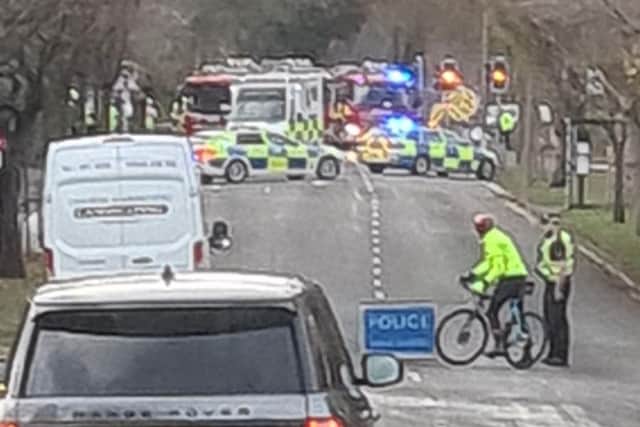 Police have closed the road near the junction of Murrayfield Road and Ravelston Dykes.