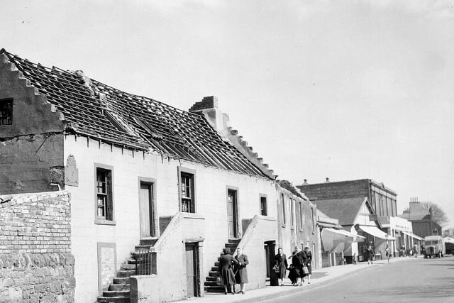 An early 18th century house in Prestonpans with external staircase and crow-stepped gables that was set to be demolished in April 1953.