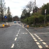 The cycle lane on Comiston Road runs between the pavement and parked cars but the converges with the main carriageway
