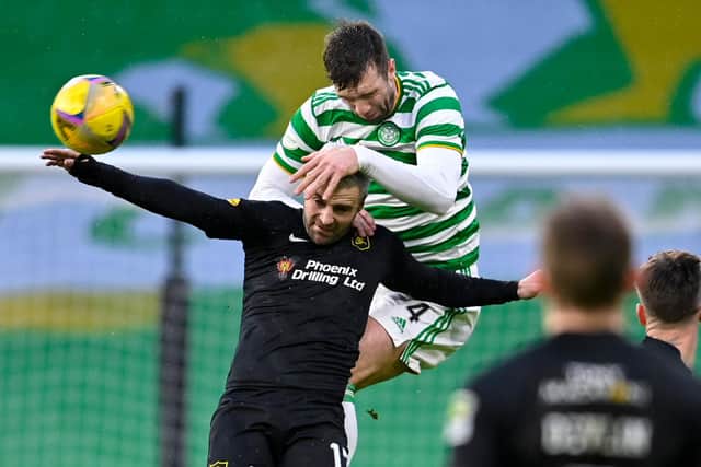 Shane Duffy has been dominant in the air this season for Celtic. Picture: SNS