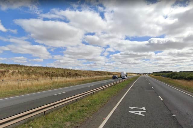 A woman was taken to hospital after a crash on the A1 near Macmerry in East Lothian.