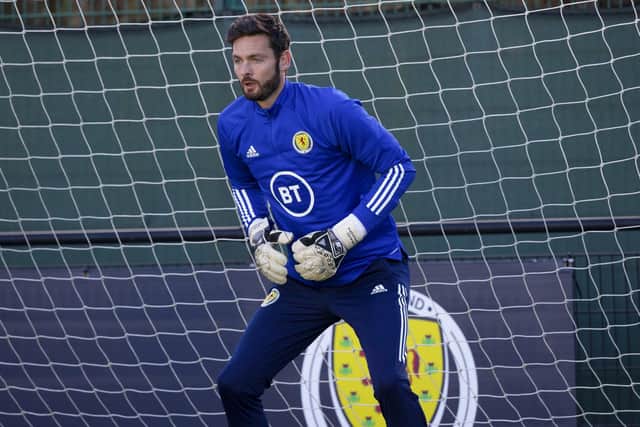 Craig Gordon in training for the Scotland national side. The Hearts stopper has 70 full international caps. Picture: SNS