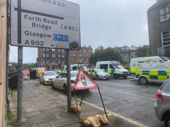 Several police cars and vans were spotted in Leith amid a major incident.