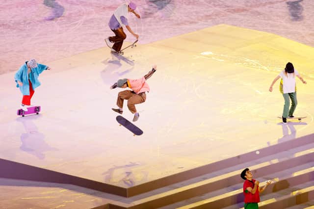 Skateboarders perform during the closing ceremony of the Tokyo Olympic games (Picture: Steph Chambers/Getty Images)