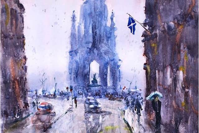 Painting of Scott Monument by artist Stephen Rooney.