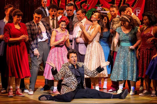 Peter Andre (front centre) as Vince Fontaine in Grease