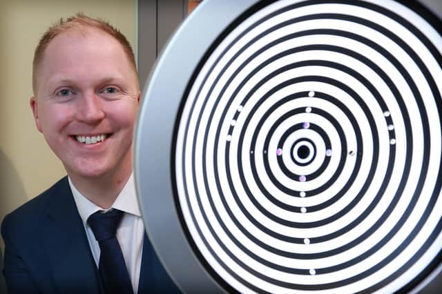 Michael O’Kane, 39, joins the exclusive club of 77 opticians across the UK who have achieved the coveted Fellowship of Optometry from the College of Optometrists.