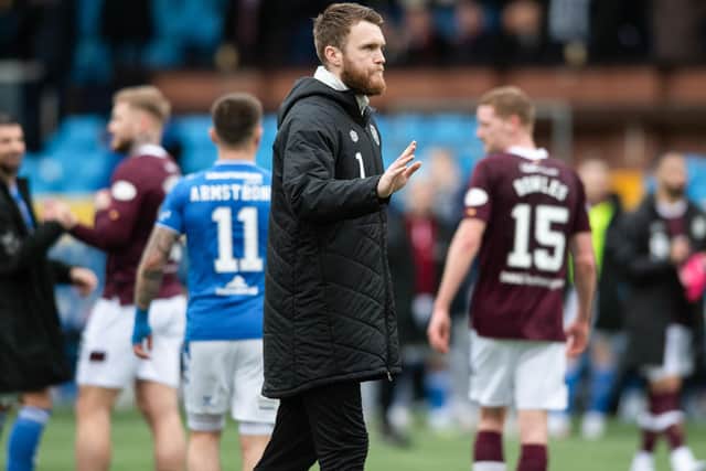 Zander Clark apologises to Hearts fans.  (Photo by Mark Scates / SNS Group)