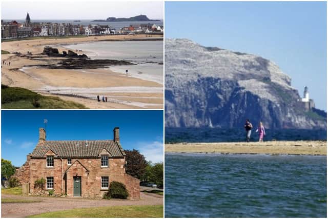 East Lothian beaches and the Old Post Office in the village of Tyninghame (bottom left)