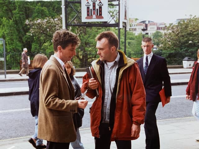 Trainspotting producer Andrew Macdonald and director Danny Boyle during filming of the adaptation of Irvine Welsh's debut novel on Princes Street. Picture: Film Edinburgh