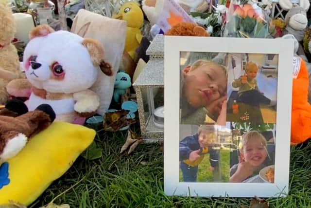 Tributes were placed by well-wishers outside little Julius Czapla's home in Muirhouse.
