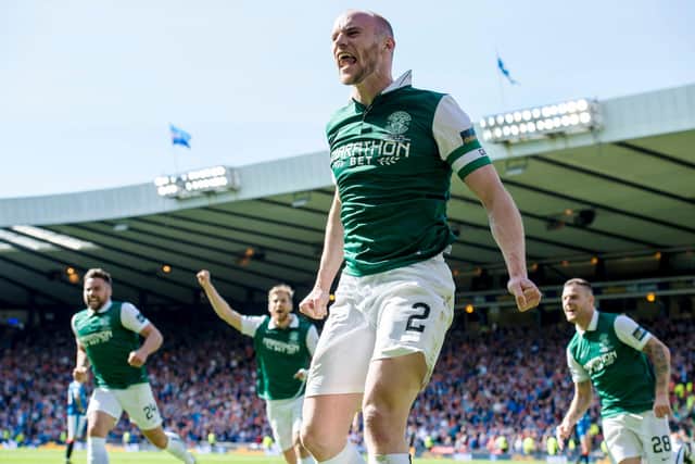 David Gray celebrates after scoring the winning goal in the 2016 Scottish Cup final. Picture: SNS