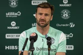 Hibs goalkeeper David Marshall talks to the press ahead of Saturday's game against St Mirren. Picture: SNS
