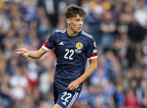 Aaron Hickey in action for Scotland. The former Hearts player is set to complete a move to Brentford in the English Premier League. Picture: SNS