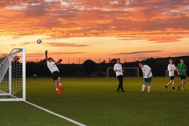 The sun going down on Saturday during the 24-hour football marathon in memory of Hibs owner Ron Gordon, who sadly passed away earlier this year aged 68.