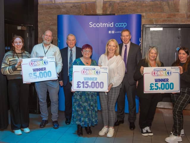 East of Scotland Community Connect winners with Richard McCready and John Brodie from Scotmid