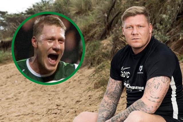 Ex-Hibs and Scotland striker Garry O’Connor has revealed that he had considered suicide but was saved by his love for his three kids. Inset: When playing for Hibs