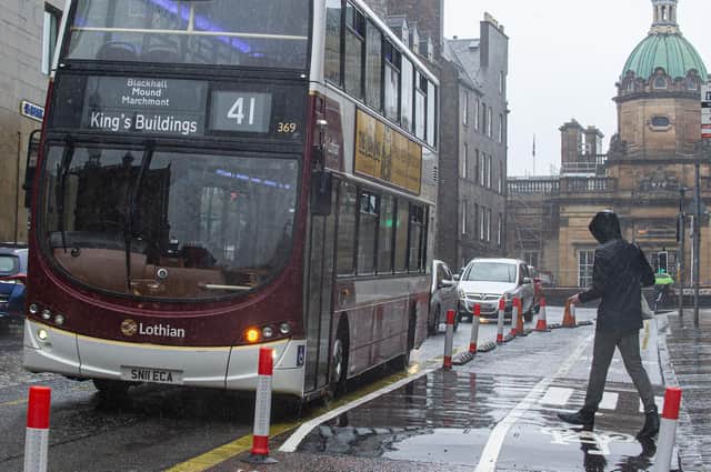 A 'floating' bus stop, with a cycle lane between the pavement and the vehicular lane, was one measure introduced under the Spaces for People project (Picture: Lisa Ferguson)
