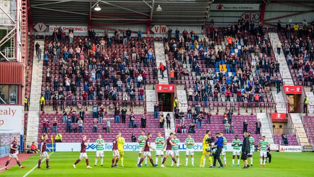 Hearts beat Celtic 2-1 at Tynecastle in front of a reduced crowd in July.