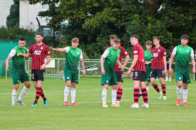 Hibs B in action against Elgin City at Christie Gillies Park in the SPFL Trust Trophy