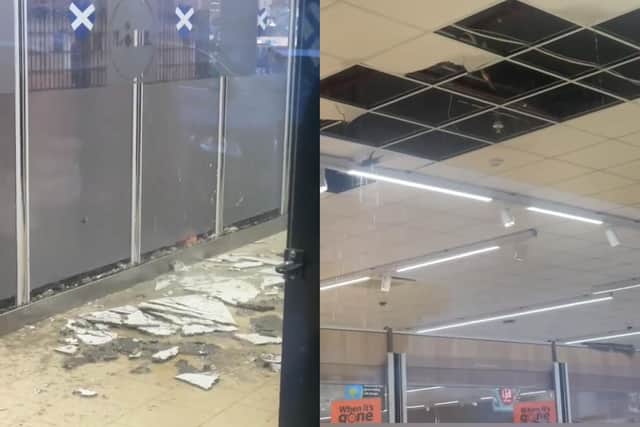 Lidl Corstorphine was damaged by the thunderstorm that hit Edinburgh on Tuesday afternoon.