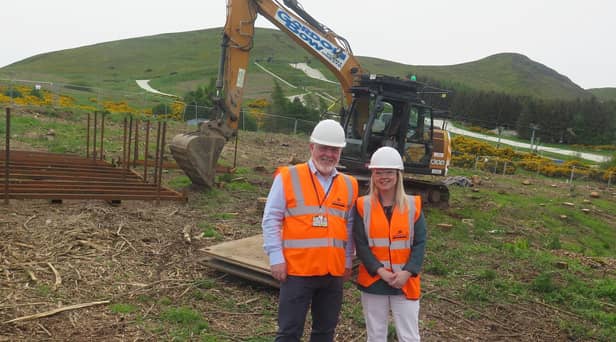 Midlothian SNP councillors Colin Cassidy and Kelly Parry on site at Hillend.