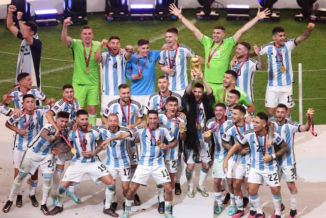 Argentina's players celebrate winning the Fifa World Cup (Picture: Richard Heathcote/Getty Images)
