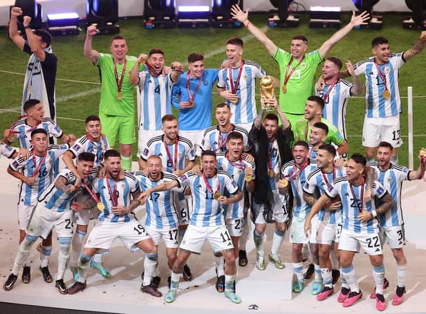 Argentina's players celebrate winning the Fifa World Cup (Picture: Richard Heathcote/Getty Images)