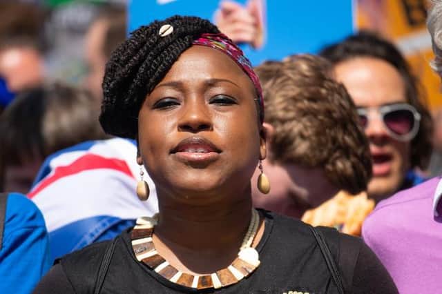 Dr Mos-Shogbamimu at the 2019 March for Change demonstration to push the government to revoke Article 50 and stop the UK's EU exit (Photo: Shutterstock)