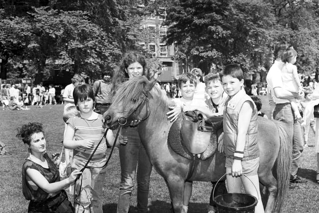 Children could get a pony ride at The Meadows during the summer Meadows festival from Nanoushka. Year: 1985