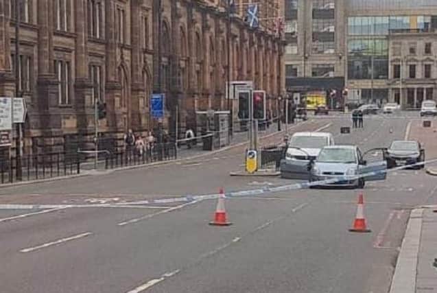 Police cordoned off part of Lothian Road for much of the day on Sunday