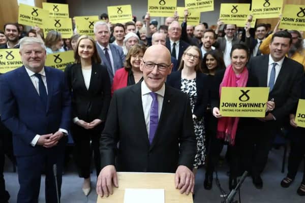 Angus Robertson, far left, at the launch of John Swinney's SNP leadership campaign