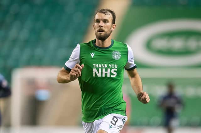 Hibs striker Christian Doidge had to miss out on Saturday's Celtic match after picking up a training ground injury. Photo by Craig Foy/SNS Group