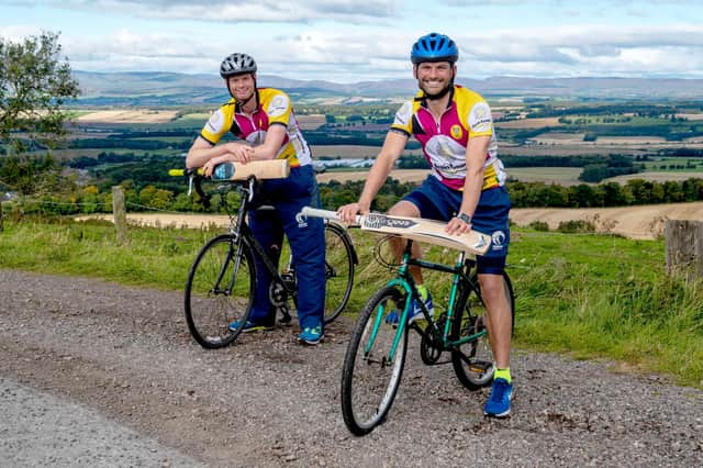 Scotland International Cricketers Craig Wallace and Ali Evans prepare for Cycle4Con