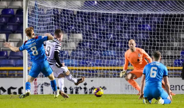 Euan Henderson shoots for goal during Queen's Park's 2-0 win over Inverness CT in the Highlands. Picture: SNS