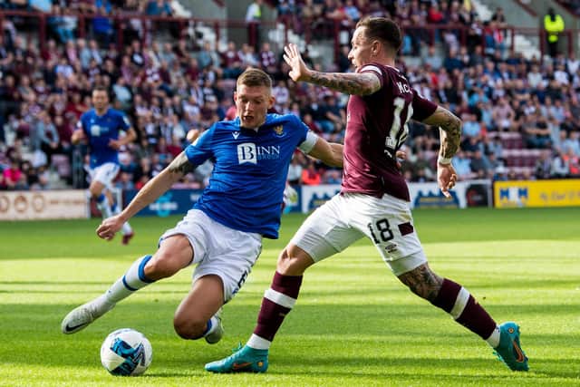 St Johnstone's Liam Gordon trips Hearts winger Barrie McKay which results in the decisive penalty. Picture: Ross Parker / SNS