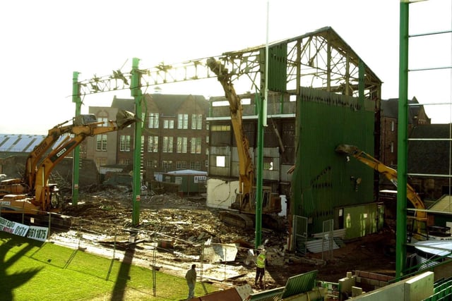This photo, taken in 2001, showing the last remaining section of the old main stand being demolished at Easter Road.