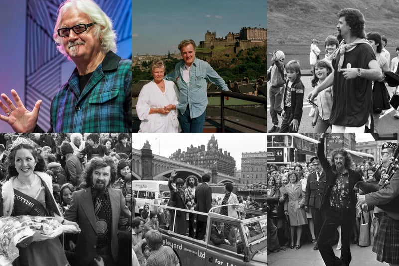 Legendary Scottish comedian, actor and artist Billy Connolly has been spotted in Edinburgh countless times over the years by our readers. Billy is pictured clockwise from top left at the Usher Hall for a Scottish Cup draw in 2009, with Judy Dench his 'Mrs Brown' co-star with Edinburgh Castle in the background, on the Evening News Charity Walk in Edinburgh September 1985, doing a Highland fling in Shandwick Place after opening a new boutique in May 1975, on a Land-Rover before the Evening News-sponsored Edinburgh Festival Fringe Cavalcade in August 1979, and pictured with the Scottish Coal Queen Miss Sandra Carruthers of Cumnock during the heyday of the Scottish Miners' Gala in Edinburgh, June 12, 1976.