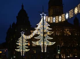 Christmas lights in George Square, Glasgow, on Saturday. Picture: John Devlin