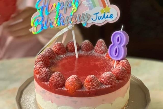 YU Wong said: "Raspberry mousse cheese cake for my daughter's 8th year old birthday."