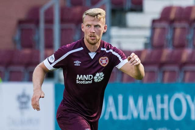 EDINBURGH, SCOTLAND - JULY 25: Stephen Kingsley in action for Hearts during a Premier Sports Cup tie between Hearts and Inverness Caledonian Thistle at Tynecastle on July 25, 2021, in Edinburgh, Scotland (Photo by Ross Parker / SNS Group)