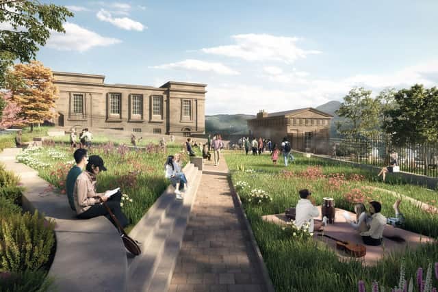 A new landscaped garden is to be created under plans to turn the former Royal High School on Edinburgh's Calton Hill into a new Scottish National Centre for Music.