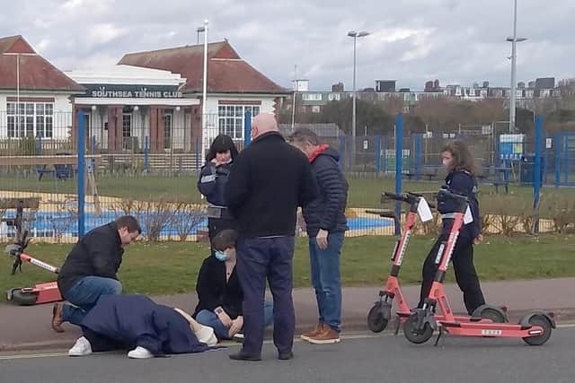 A woman was injured on the first day of an e-scooter rental trial in Portsmouth in March. Picture: John Hargreaves