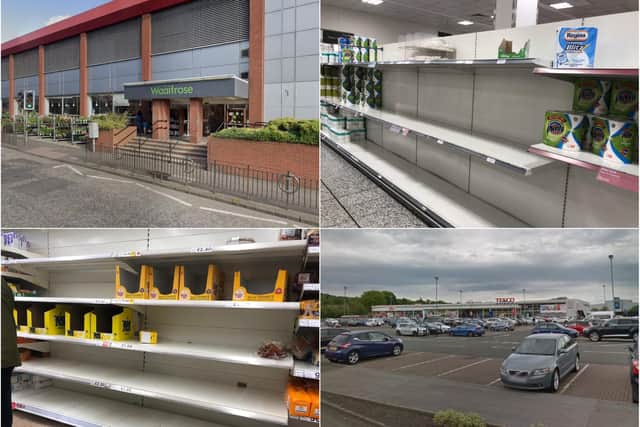 Toilet rolls, UHT milk and eggs were among the products missing from shelves in supermarkets in Edinburgh and West Lothian. Pictures: JPI Media/Google