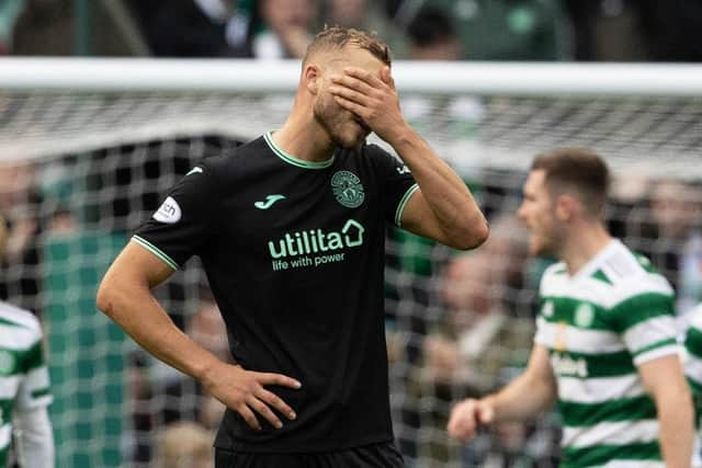Ryan Porteous reacts as Hibs are crushed by Celtic in Glasgow